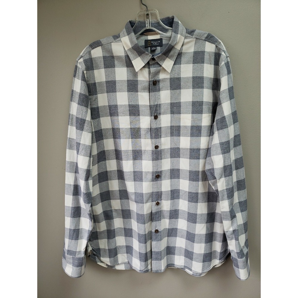 Mens Wallin & Bros Dress Shirt Blue and Ivory Flip Cuff Size Large